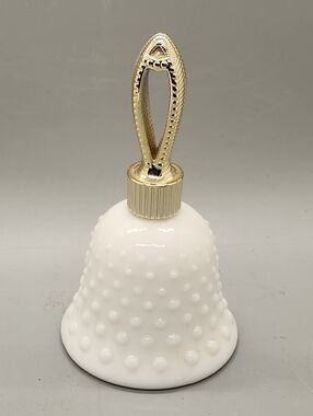 Avon Hobnail Milk Glass Bell with Gold Tone Handle
